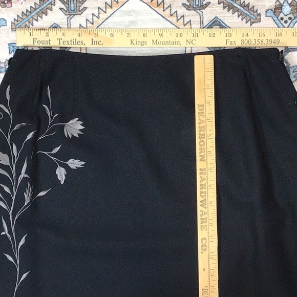 Maxi Skirt Suit Harve Benard Black Lightweight Wool Floral Embroidered - Picture 11 of 15